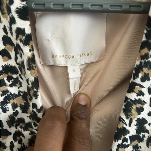 NWOT Rebecca Taylor Leopard Print Velveteen Double Breasted Blazer Jacket Size 8 - Picture 4 of 6